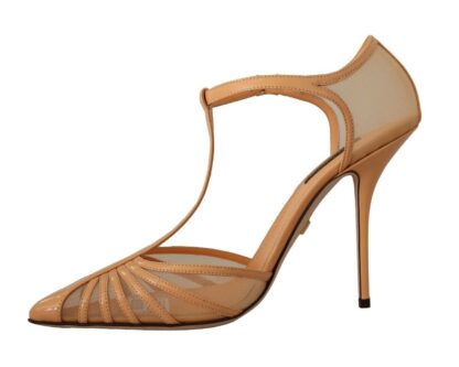 Dolce & Gabbana - Elegant Peach T-Strap Heels Pumps