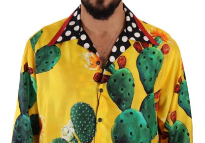 Dolce & Gabbana - Multicolor Silk Oversize Cactus Print Shirt