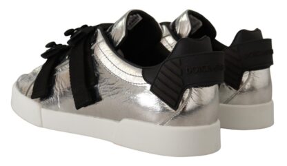 Dolce & Gabbana - Elegant Black Silver Low Top Sneakers