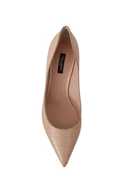 Dolce & Gabbana - Elegant Nude Mid-Heel Leather Pumps