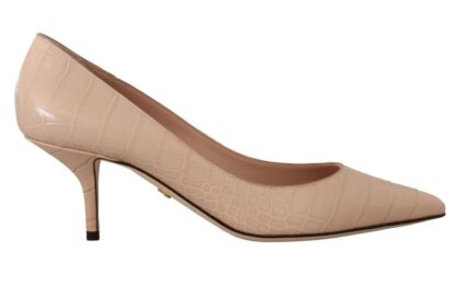 Dolce & Gabbana - Elegant Nude Mid-Heel Leather Pumps