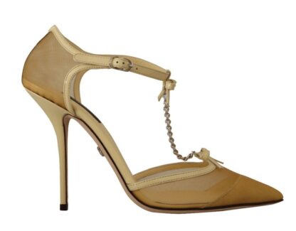 Dolce & Gabbana - Elegant Yellow Mesh Heels For Special Occasions