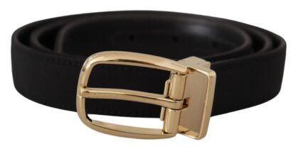 Dolce & Gabbana - Chic Grosgrain Leather Belt with Gold Tone Buckle