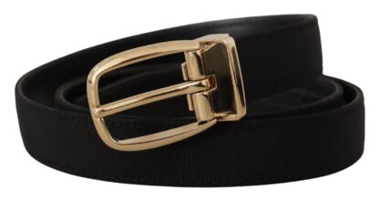 Dolce & Gabbana - Chic Grosgrain Leather Belt with Gold Tone Buckle