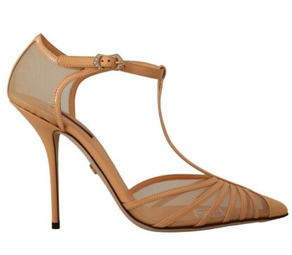 Dolce & Gabbana - Elegant Peach T-Strap Heels Pumps