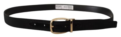 Dolce & Gabbana - Chic Grosgrain Leather Belt with Gold Tone Buckle