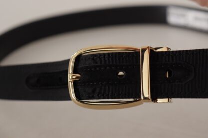 Dolce & Gabbana - Chic Grosgrain Leather Belt with Gold Tone Buckle