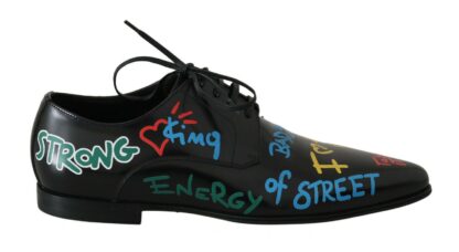 Dolce & Gabbana - Exclusive Handpainted Black Leather Derby Shoes