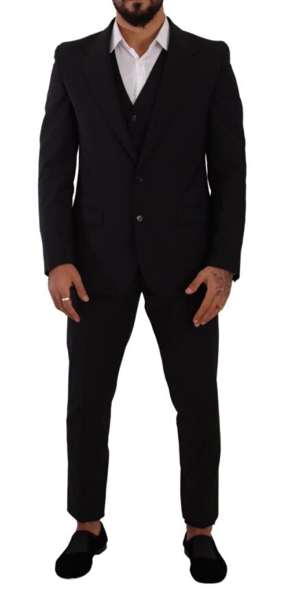 Dolce & Gabbana - Elegant Black Martini Three-Piece Wool Suit