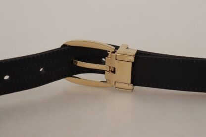 Dolce & Gabbana - Chic Grosgrain Leather Belt with Gold Tone Buckle