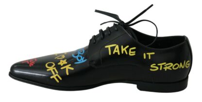 Dolce & Gabbana - Exclusive Handpainted Black Leather Derby Shoes