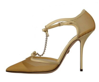 Dolce & Gabbana - Elegant Yellow Mesh Heels For Special Occasions