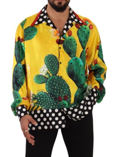 Dolce & Gabbana - Multicolor Silk Oversize Cactus Print Shirt