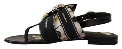 Dolce & Gabbana - Floral Crystal-Embellished Silk Slide Sandals