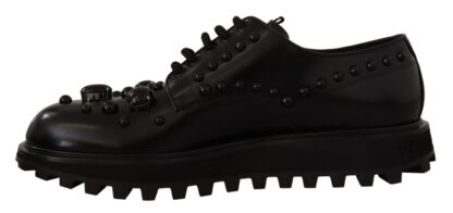 Dolce & Gabbana - Elegant Black Crystal-Embellished Derby Shoes