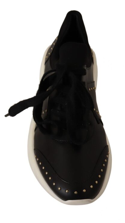 MY TWIN - Chic Black Lace-Up Leather Sneakers