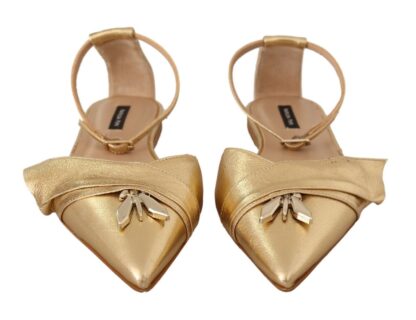 Patrizia Pepe - Elegant Gold Leather Flat Sandals Boots