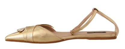 Patrizia Pepe - Elegant Gold Leather Flat Sandals Boots