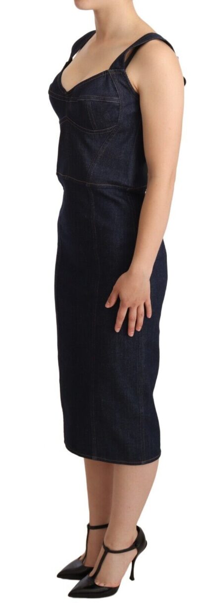 Dolce & Gabbana - Elegant Dark Blue Denim Midi Sheath Dress