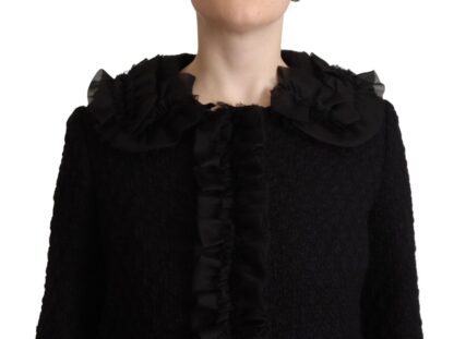 Dolce & Gabbana - Black Wool Ruffled Blazer Coat Jacket