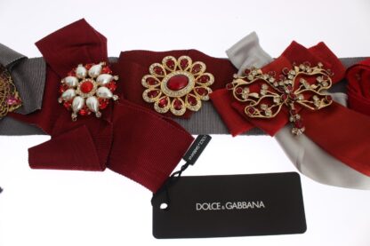 Dolce & Gabbana - Crystal-Embellished Red Silk-Cotton Belt