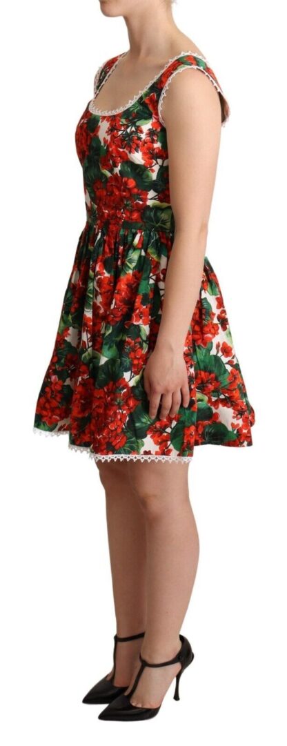 Dolce & Gabbana - Red Floral Mini Dress with Zipper Closure