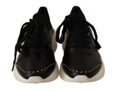 MY TWIN - Chic Black Lace-Up Leather Sneakers