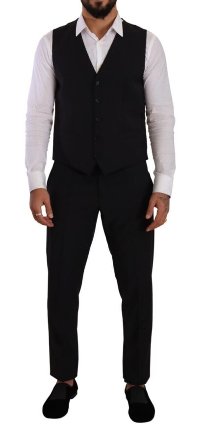 Dolce & Gabbana - Elegant Black Martini Three-Piece Wool Suit