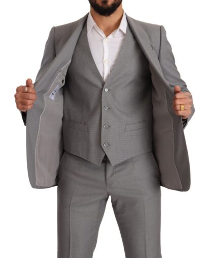 Dolce & Gabbana - Elegant Grey Slim Fit Wool Silk 3 Piece Suit