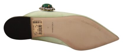 Dolce & Gabbana - Emerald Crystal Embellished Leather Slides