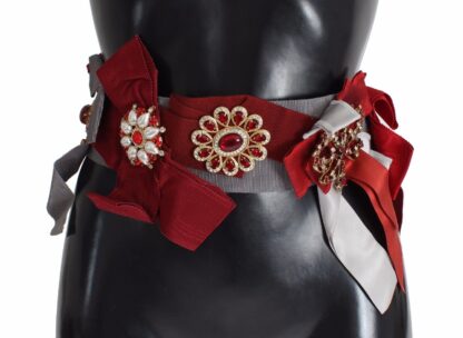 Dolce & Gabbana - Crystal-Embellished Red Silk-Cotton Belt