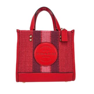 COACH - Sydney Small Miami Red Crossgrain Leather Satchel Crossbody Bag