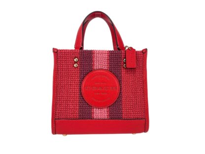 COACH - (CA291) Dempsey Straw Miami Red Tote 22 Crossbody Purse Handbag Bag