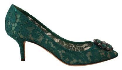 Dolce & Gabbana - Green Taormina Lace Crystal Heels Pumps Shoes