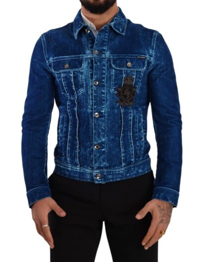 Dolce & Gabbana - Elegant Denim Jacket with Crown Embroidery