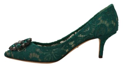 Dolce & Gabbana - Green Taormina Lace Crystal Heels Pumps Shoes