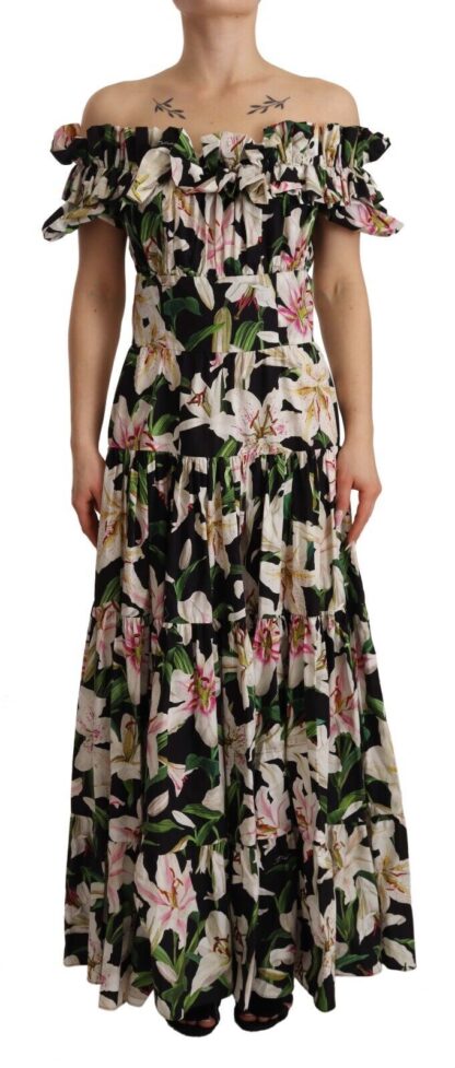 Dolce & Gabbana - Elegant Cap Sleeve Lily Print Dress