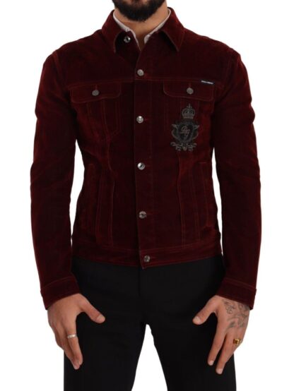 Dolce & Gabbana - Elegant Burgundy Biker Velvet Jacket