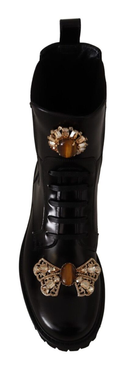 Dolce & Gabbana - Crystal-Embellished Mid-Calf Combat Boots