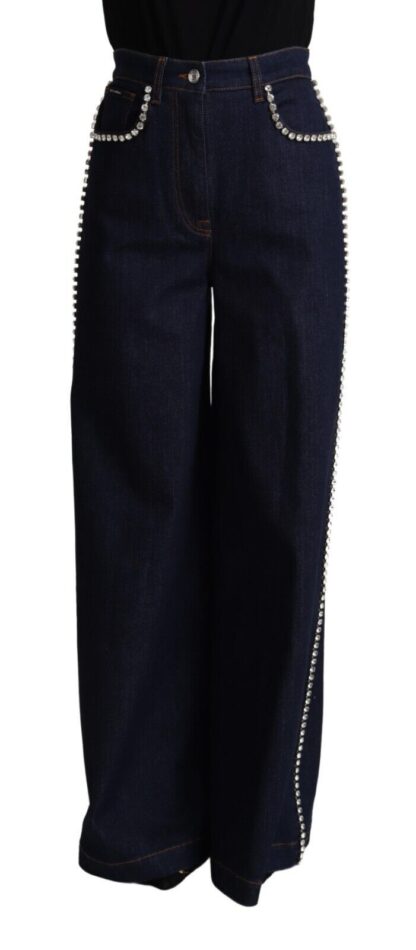 Dolce & Gabbana - Elegant Wide Leg Crystal Embellished Jeans