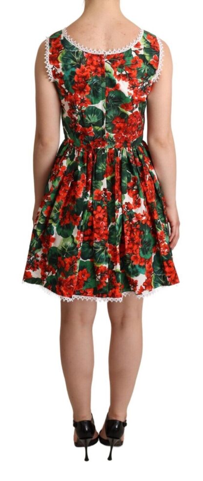 Dolce & Gabbana - Red Floral Mini Dress with Zipper Closure