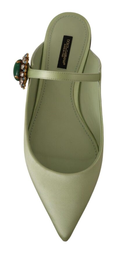 Dolce & Gabbana - Emerald Crystal Embellished Leather Slides