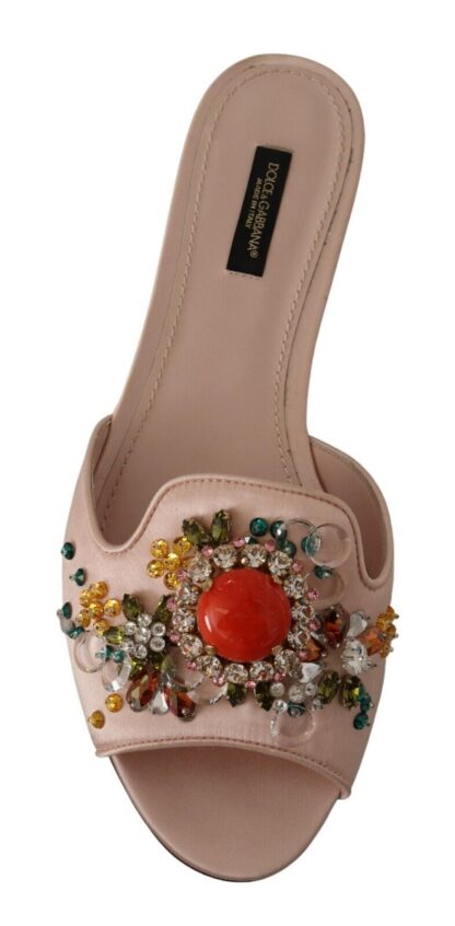 Dolce & Gabbana - Crystal-Embellished Leather Slide Flats