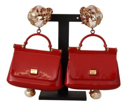 Dolce & Gabbana - Enchanting Gold & Red Sicily Bag Earrings