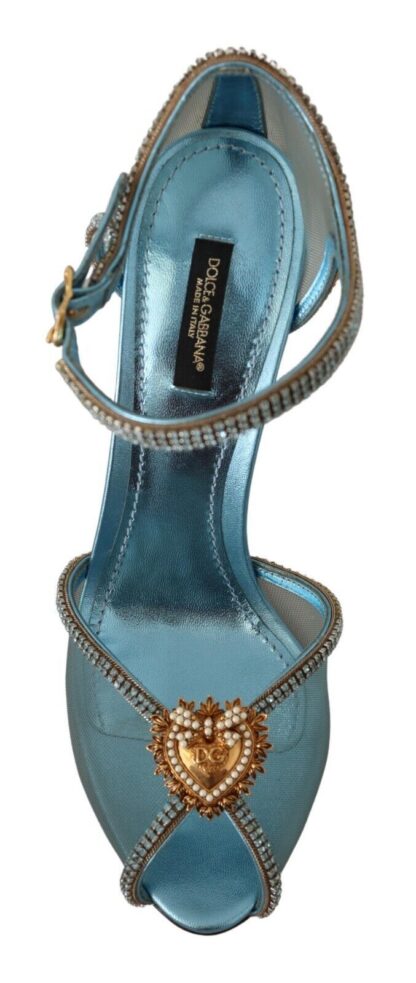 Dolce & Gabbana - Elegant Blue Mesh Heel Sandals