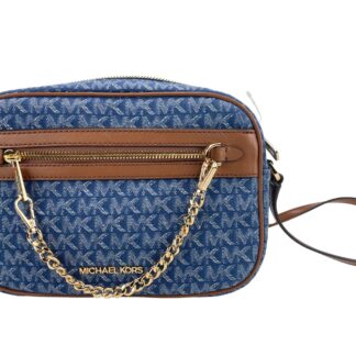 Michael Kors - Jet Set Medium Navy Multi Jacquard Canvas Zip Trunk Crossbody Bag