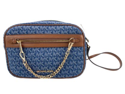 Michael Kors - Jet Set East West Denim Signature Zip Chain Crossbody Bag Purse