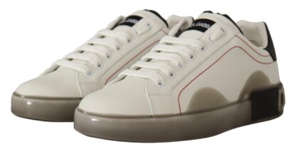 Dolce & Gabbana - White and Gray Designer Leather Sneakers