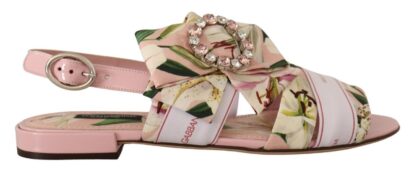 Dolce & Gabbana - Floral Crystal-Embellished Silk Slide Flats