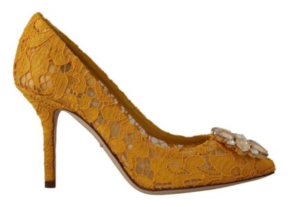 Dolce & Gabbana - Yellow Taormina Lace Crystal Heels Pumps Shoes